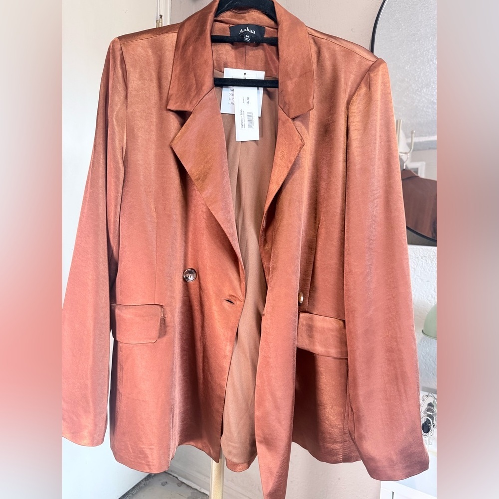NWT - Aakaa Shimmering Bronze Blazer - Size M - Picture 8 of 15